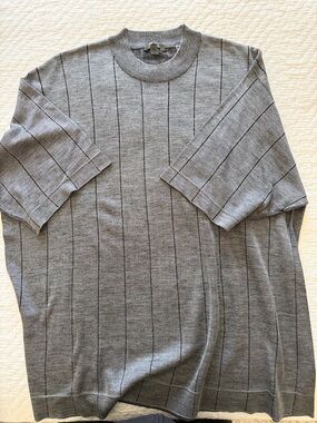 Johnston & Murphy Gray Marled Knit Crewneck Sweater